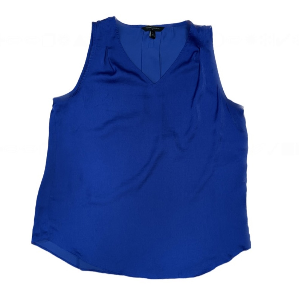 Banana Republic Satin V Neck Tank Blouse size Small in Royal Blue